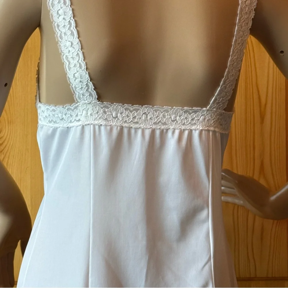 Vintage 60s French Maid Long Lingerie Slip Dress Lace S Feminine - Picture 9 of 13